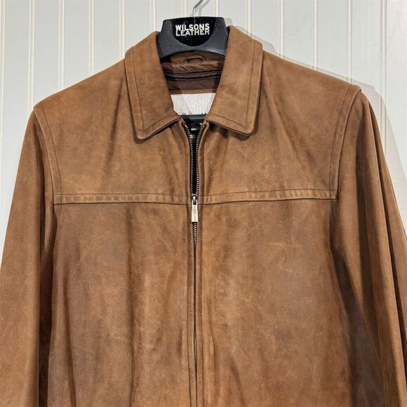 Wilsons Leather M Julian Brown Leather Jacket Men’s Medium Thinsulate Zip Coat - Picture 3 of 13